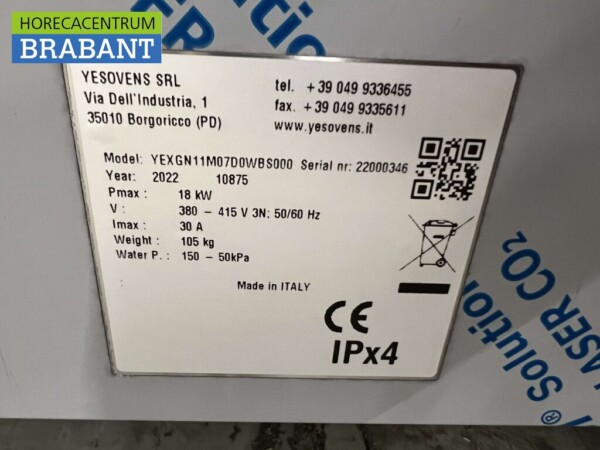 RVS Yesovens Ego Oven Stoomoven Combisteamer Steamer 7 x 1/1 GN 400V Horeca - Afbeelding 8