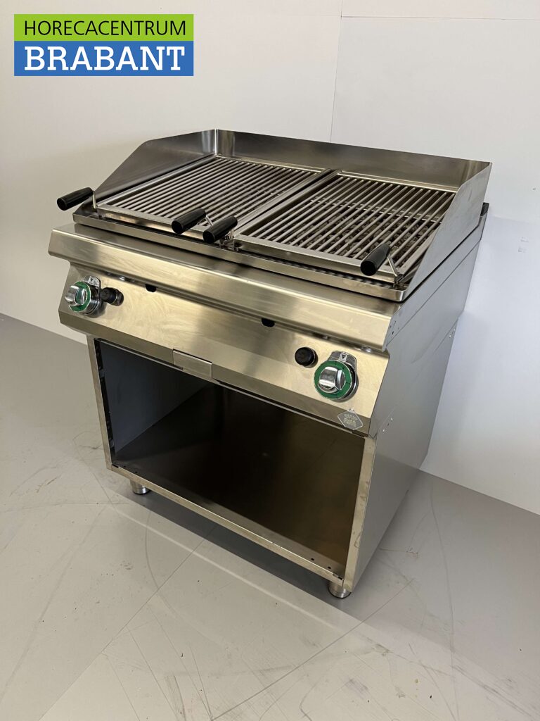 etnisch Stoffig Larry Belmont RVS RM Gastro Dubbele Lavagrill grill steengrill 80 cm Propaan gas Horeca -  Horecacentrum Brabant