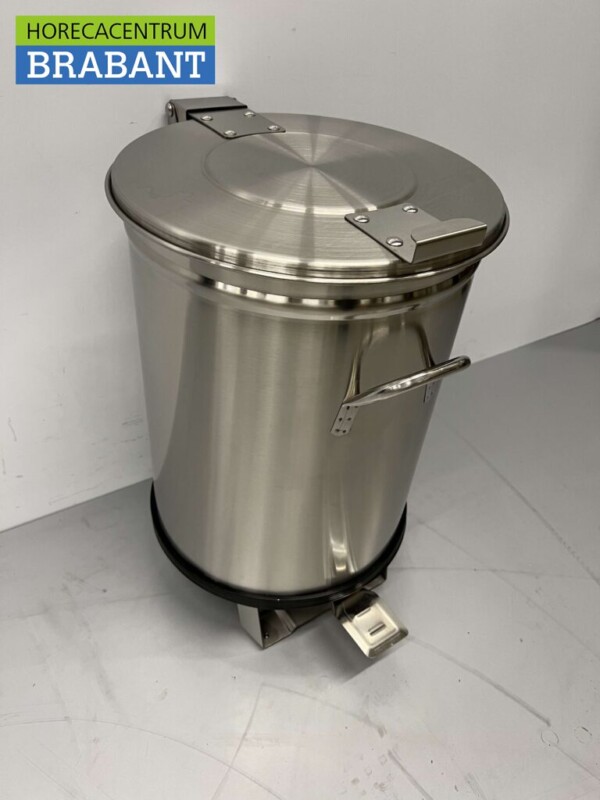 RVS Prullenbak afvalbak vuilnisbak met voetbediening 50 liter Horeca - Afbeelding 2