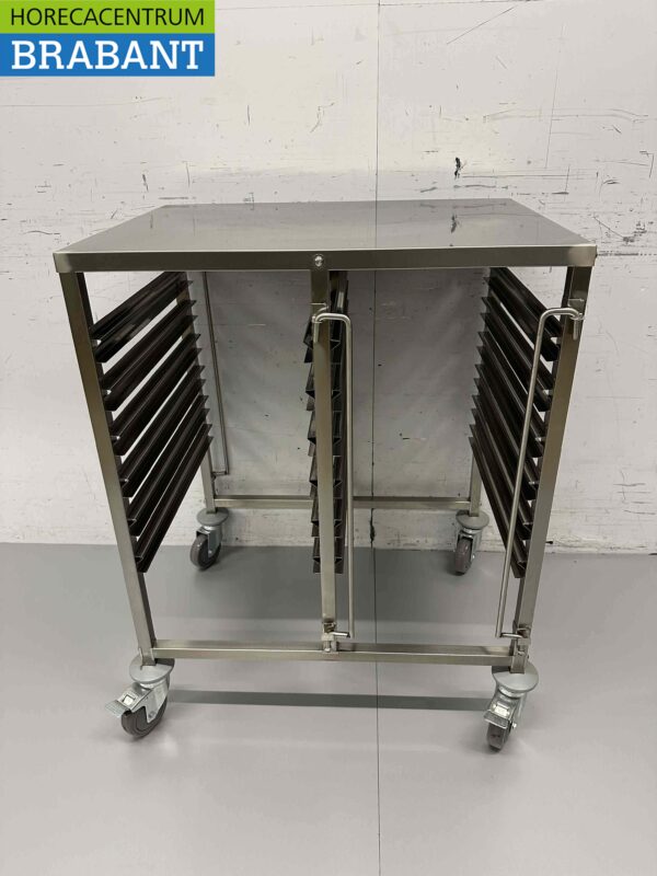 RVS Dubbele regaalwagen 12 x 1/1 GN gastronorm 74 cm Horeca