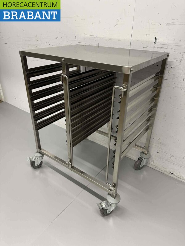 RVS Dubbele regaalwagen 12 x 1/1 GN gastronorm 74 cm Horeca - Afbeelding 2