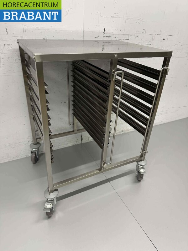 RVS Dubbele regaalwagen 12 x 1/1 GN gastronorm 74 cm Horeca - Afbeelding 3