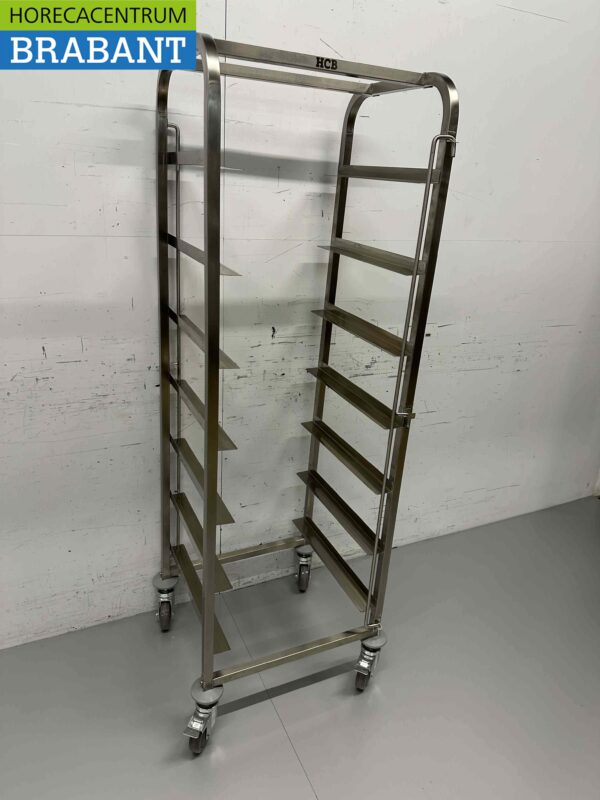 RVS Regaalwagen voor 7 waskratten waskorven 50 x 50 cm Horeca - Afbeelding 2