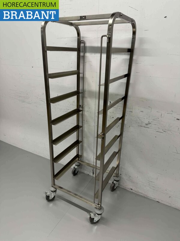 RVS Regaalwagen voor 7 waskratten waskorven 50 x 50 cm Horeca - Afbeelding 3