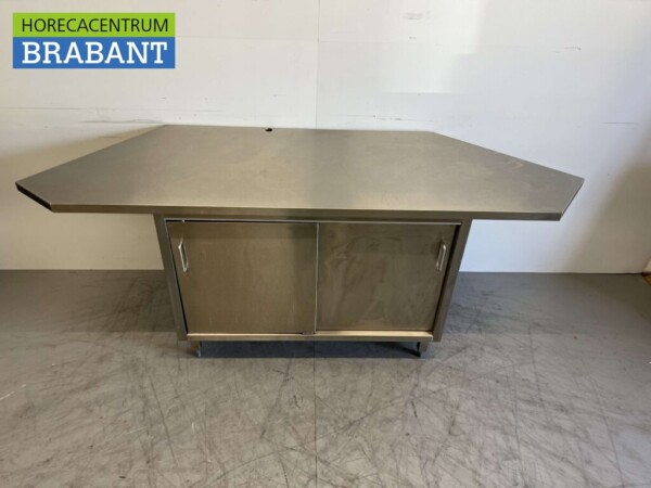 RVS Werkkast Kast Werktafel 2 schuifdeuren 226 cm Horeca - Afbeelding 2