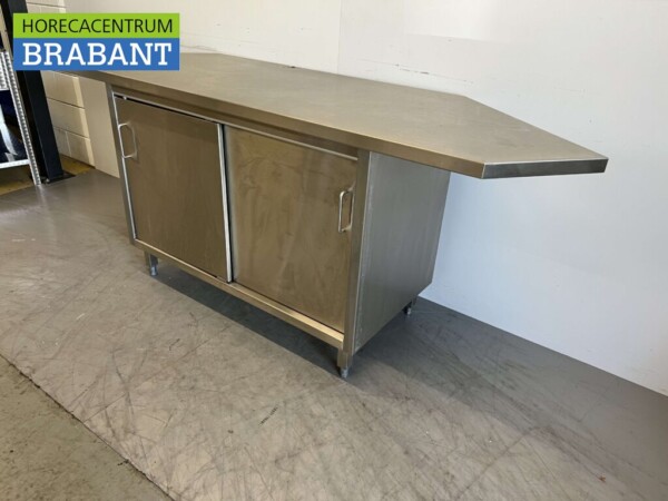 RVS Werkkast Kast Werktafel 2 schuifdeuren 226 cm Horeca - Afbeelding 3