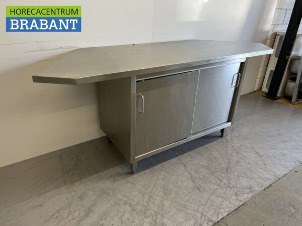RVS Werkkast Kast Werktafel 2 schuifdeuren 226 cm Horeca - Afbeelding 4