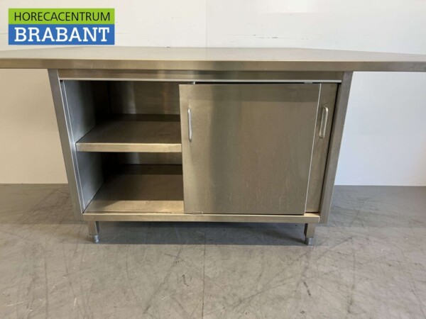 RVS Werkkast Kast Werktafel 2 schuifdeuren 226 cm Horeca - Afbeelding 5