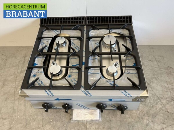RVS Olis Opzet 4 pits Fornuis Gasfornuis Kookplaat 80 cm 24,8 kW GAS Horeca - Afbeelding 2