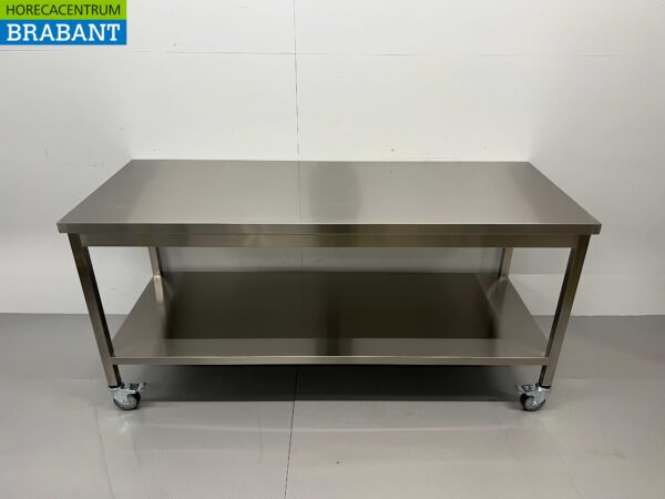 RVS HCB Verrijdbare Werktafel Tafel Op Wielen 180 x 70 x 85 cm Horeca