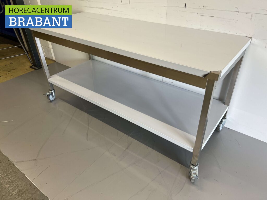 inflatie Eerste Hiel RVS Verrijdbare Werktafel Tafel 180 x 70 x 85 cm Horeca - Horecacentrum  Brabant