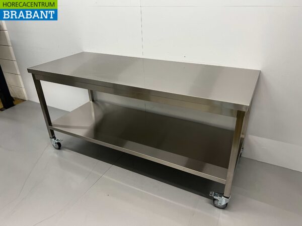 RVS HCB Verrijdbare Werktafel Tafel Op Wielen 180 x 70 x 85 cm Horeca - Afbeelding 3