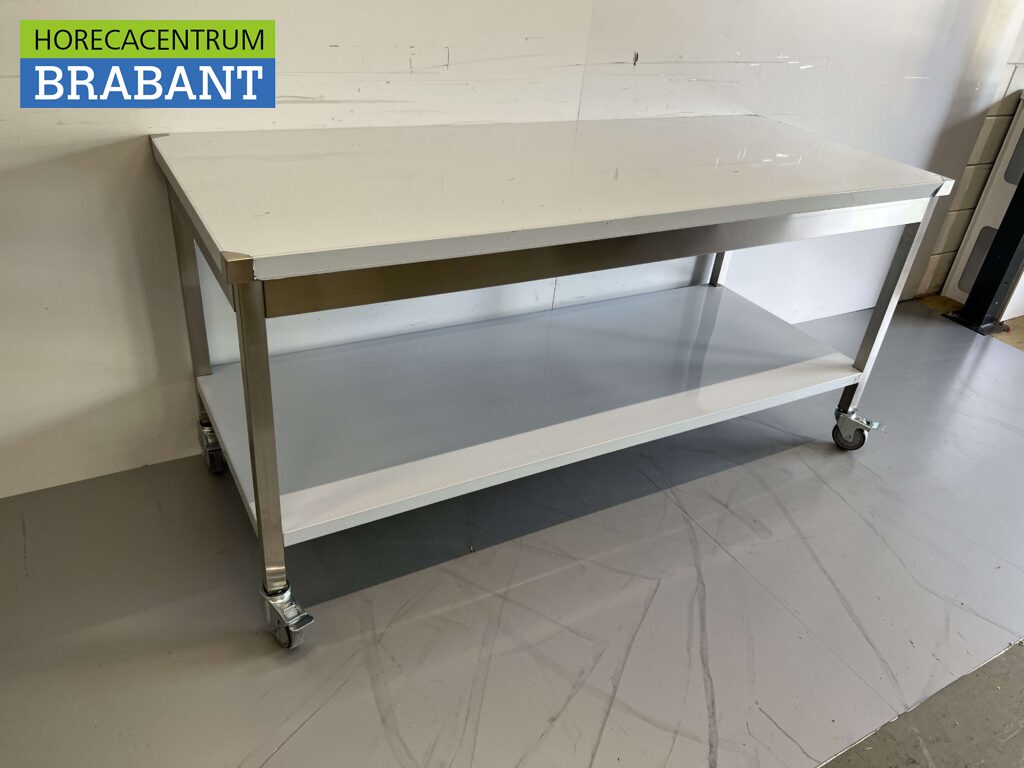 RVS Verrijdbare Werktafel Tafel Op Wielen 180 x x 85 Horeca - Horecacentrum Brabant