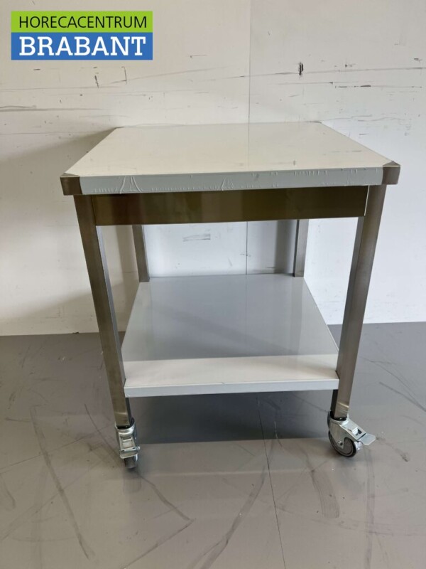 RVS Verrijdbare Werktafel Tafel Op Wielen 70 x 70 x 85 cm Horeca