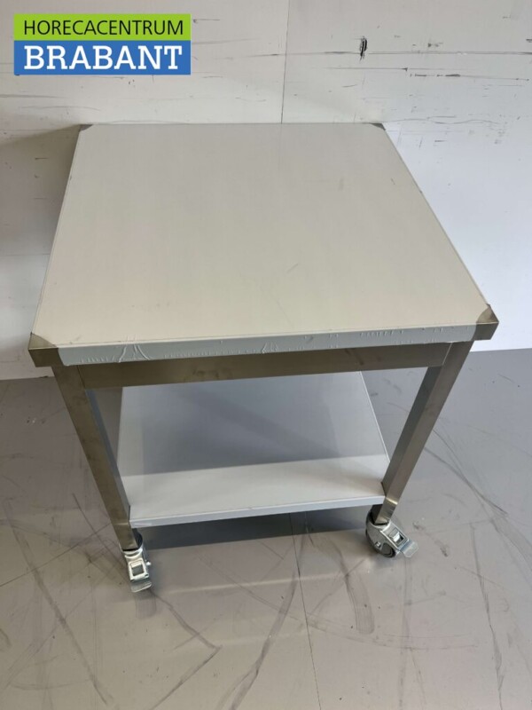 RVS Verrijdbare Werktafel Tafel Op Wielen 70 x 70 x 85 cm Horeca - Afbeelding 4