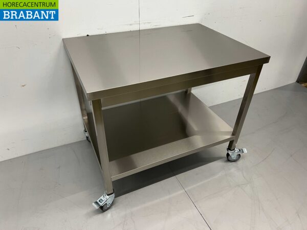 RVS HCB Verrijdbare Werktafel Tafel Op Wielen 100 x 70 x 85 cm Horeca - Afbeelding 2
