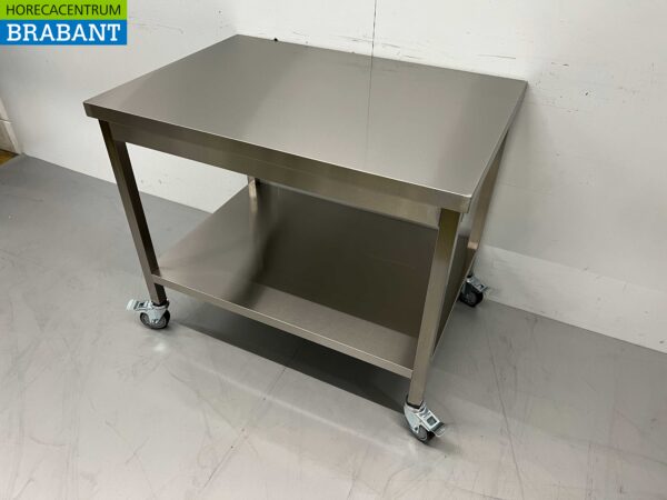 RVS HCB Verrijdbare Werktafel Tafel Op Wielen 100 x 70 x 85 cm Horeca - Afbeelding 3