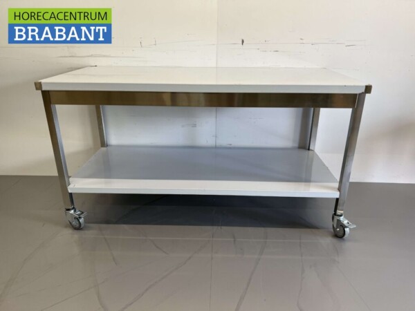 RVS Verrijdbare Werktafel Tafel Op Wielen 160 x 70 x 85 cm Horeca
