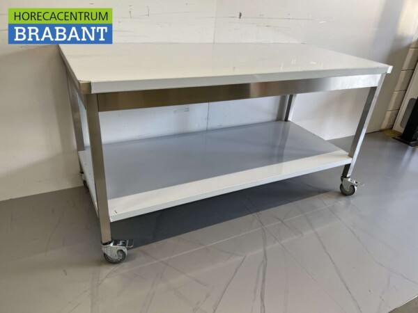 RVS Verrijdbare Werktafel Tafel Op Wielen 160 x 70 x 85 cm Horeca - Afbeelding 3