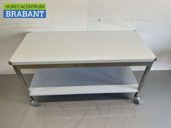 RVS Verrijdbare Werktafel Tafel Op Wielen 160 x 70 x 85 cm Horeca - Afbeelding 4