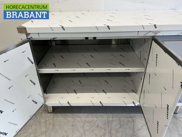 RVS Werkkast Kast Werktafel 2 klapdeuren en 3 laden 140 cm Horeca - Afbeelding 4