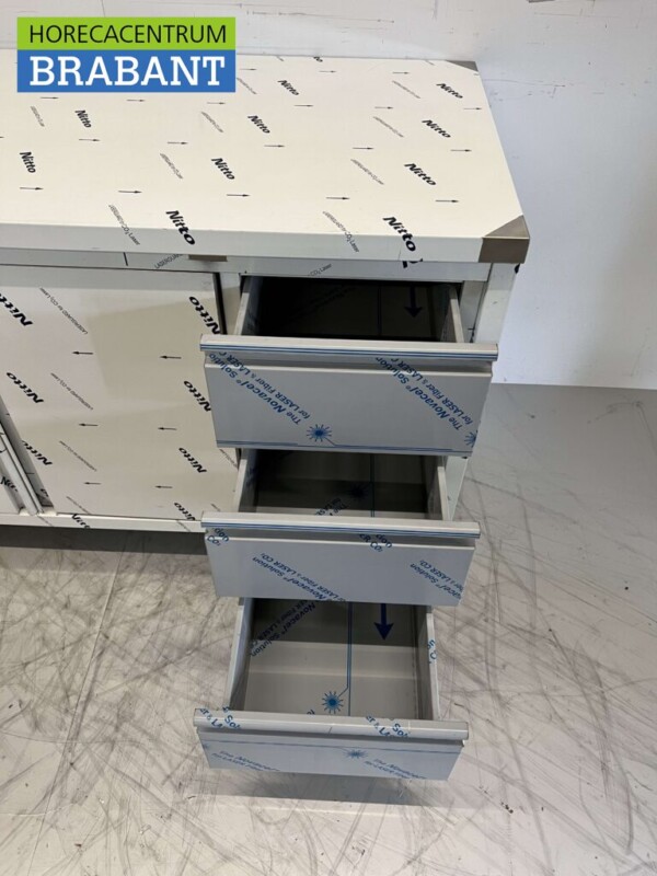 RVS Werkkast Kast Werktafel 2 klapdeuren en 3 laden 140 cm Horeca - Afbeelding 5