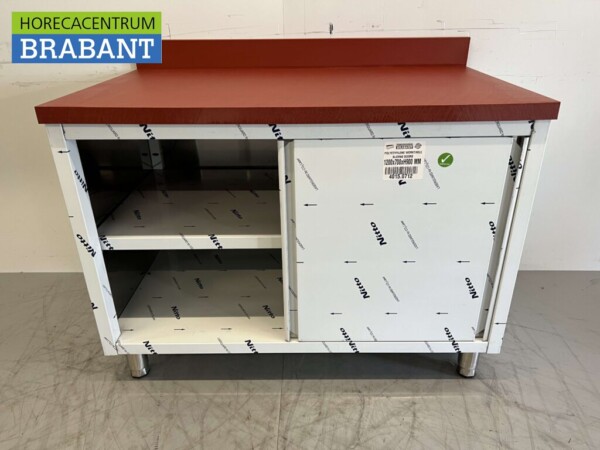 RVS Polyethylene PE Werkkast Kast Snijtafel 2 schuifdeuren 120 cm Horeca Slagerij - Afbeelding 4