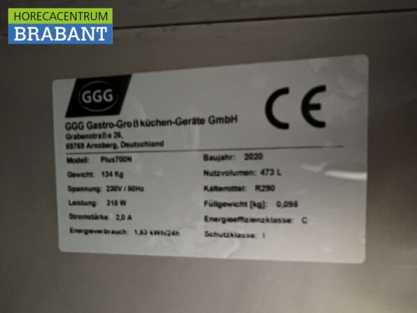 RVS GGG Plus700N Koelkast Koeling 589 liter 230V Horeca - Afbeelding 5