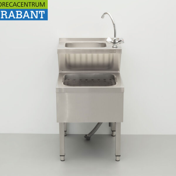 HCB RVS Dubbele Wasbak Spoelbak Uitgietbak combi Kraan 50,5 cm Horeca