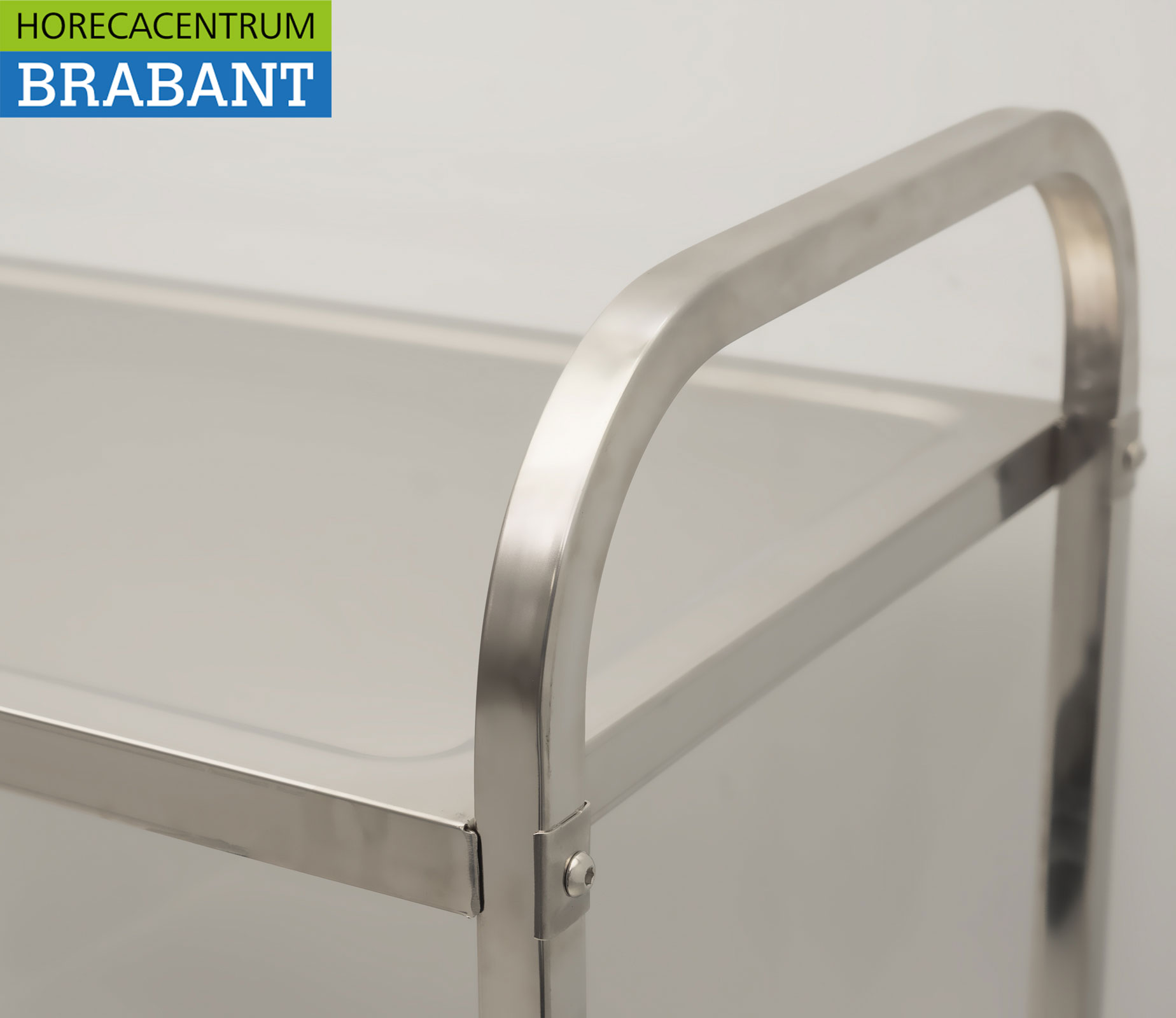 HCB RVS Serveerwagen Dienwagen 2 lagen 95 cm Horeca - Afbeelding 4
