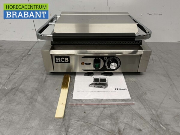 HCB RVS Contactgrill Paninigrill Grill Geribbeld 230V Horeca - Afbeelding 5