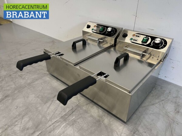 RVS Dubbele Friteuse Frituur 2 x 10 liter 2 x 230V Horeca - Afbeelding 2