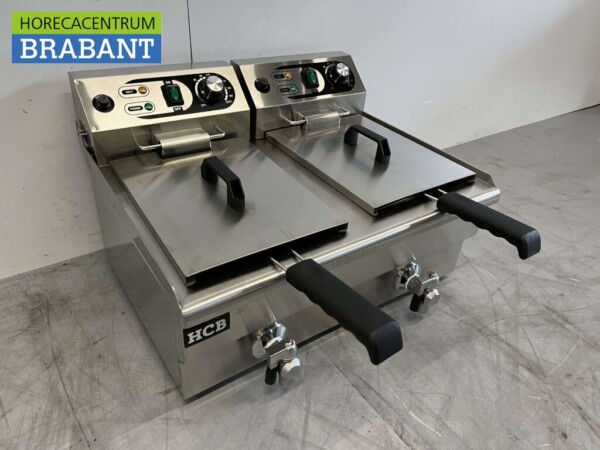 RVS Dubbele Friteuse Frituur Aftapkraan 2 x 10 liter 2 x 230V Horeca - Afbeelding 3