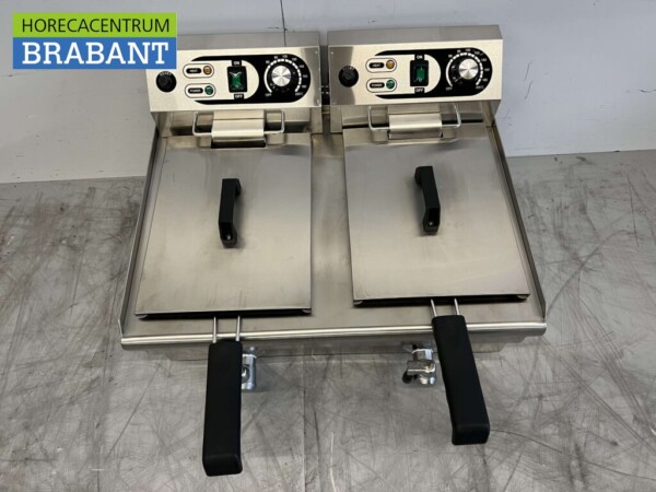 RVS Dubbele Friteuse Frituur Aftapkraan 2 x 10 liter 2 x 230V Horeca - Afbeelding 4