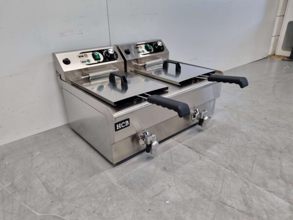 RVS Dubbele Friteuse Frituur Aftapkraan 2 x 13 liter 2 x 230V Horeca - Afbeelding 3