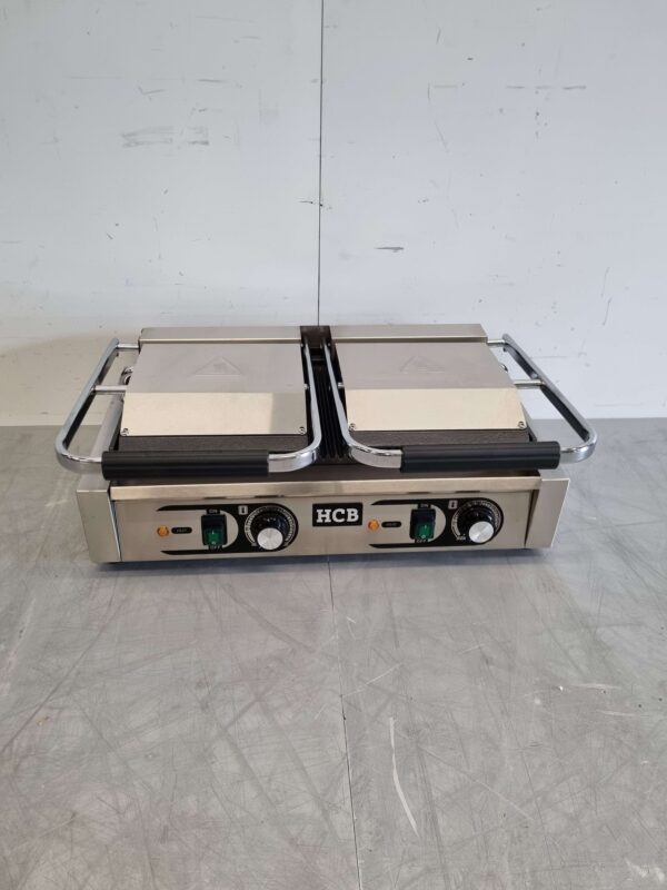 HCB RVS Dubbele Contactgrill Paninigrill Grill Ribbel/Ribbel 230V Horeca