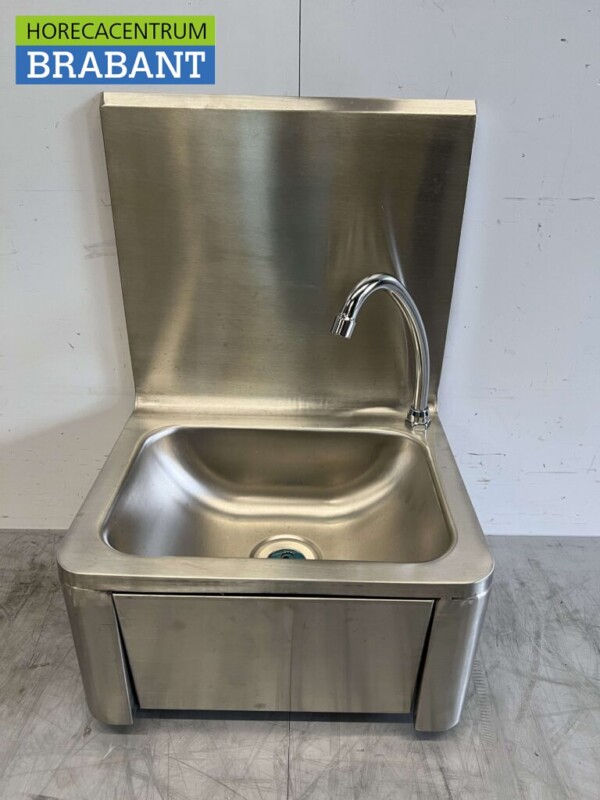 RVS Wasbak Spoelbak met kniebediening Zeepdispener 40 x 34 cm Horeca - Afbeelding 2