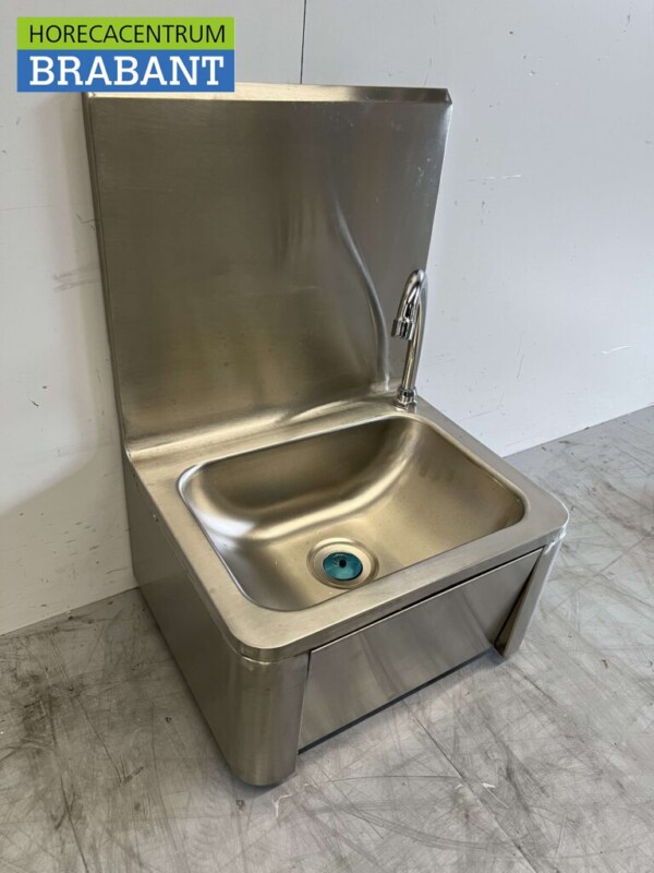 RVS Wasbak Spoelbak met kniebediening Zeepdispener 40 x 34 cm Horeca - Afbeelding 4