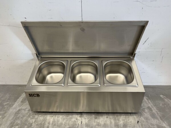 RVS GN bakhouder met deksel 3 x 1/6 gastronorm GN 54,5 cm Horeca - Afbeelding 4
