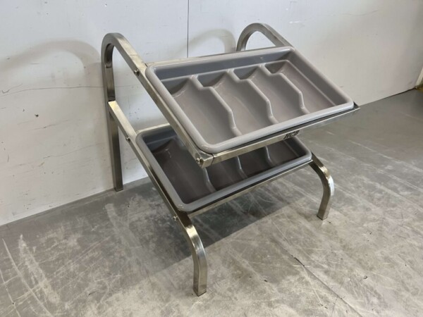 RVS Dubbele bestekbak standaard bestekbakhouder met 2 bestekbakken 54 cm Horeca - Afbeelding 3