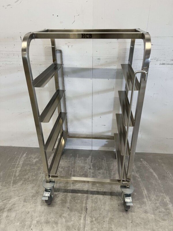 RVS Regaalwagen voor 4 waskratten waskorven 50 x 50 cm Horeca