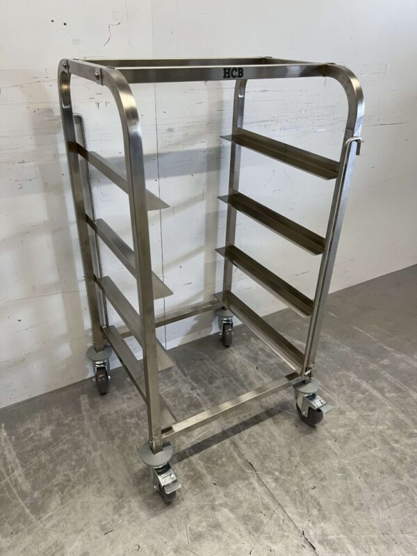 RVS Regaalwagen voor 4 waskratten waskorven 50 x 50 cm Horeca - Afbeelding 3