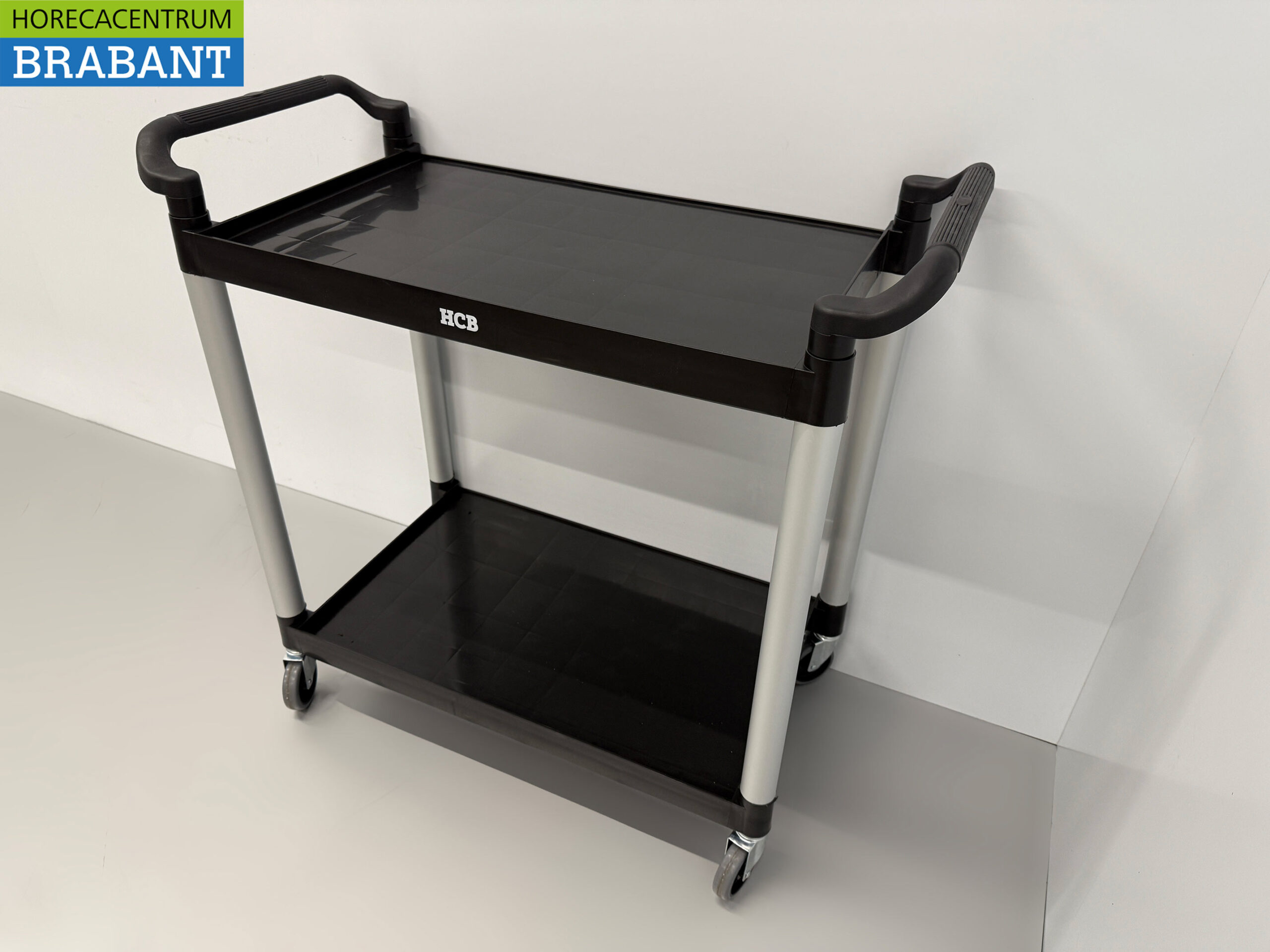 HCB Kunststof serveerwagen serveertrolley 2 lagen 102 cm Horeca - Afbeelding 2