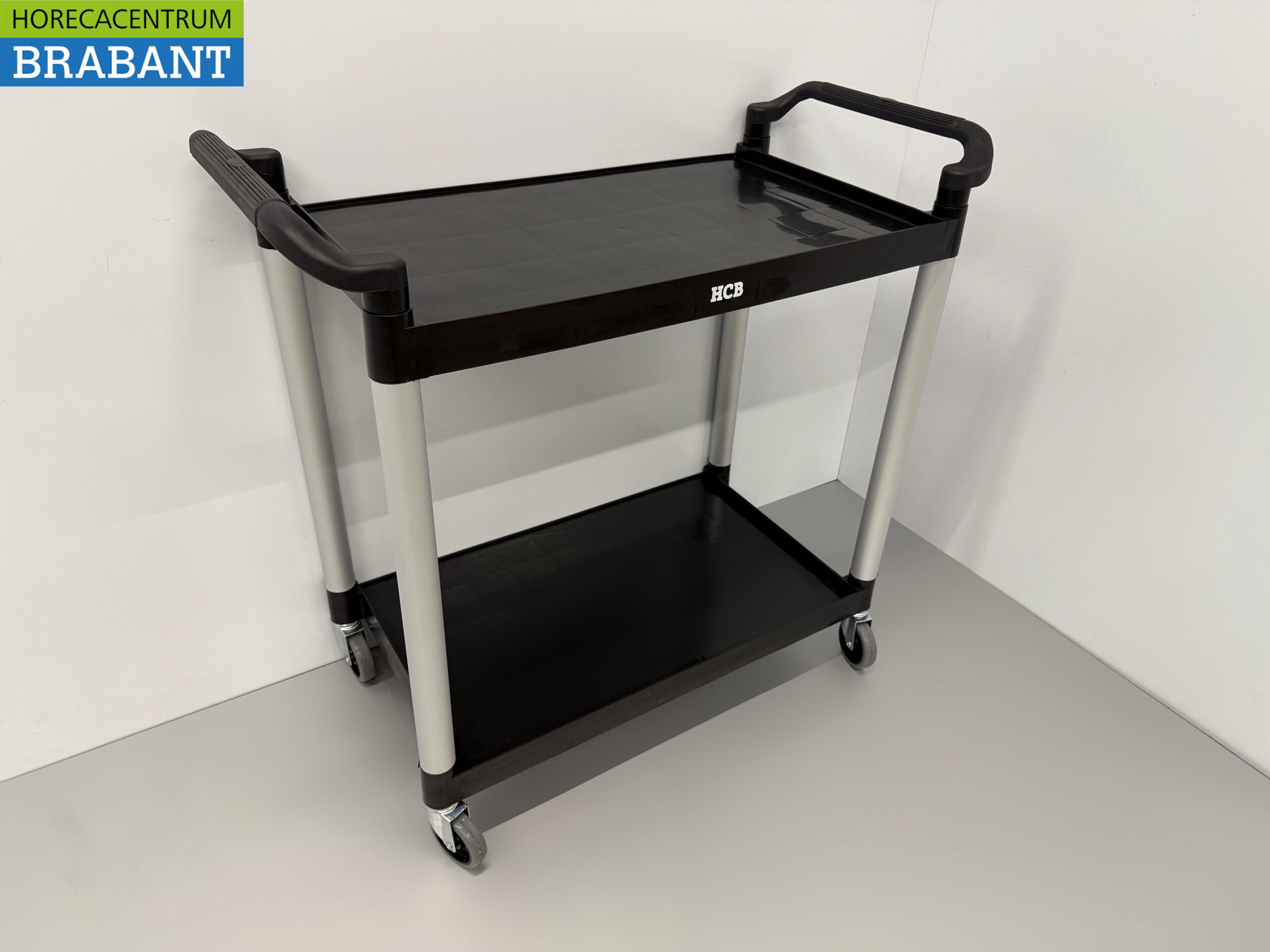 HCB Kunststof serveerwagen serveertrolley 2 lagen 102 cm Horeca - Afbeelding 3