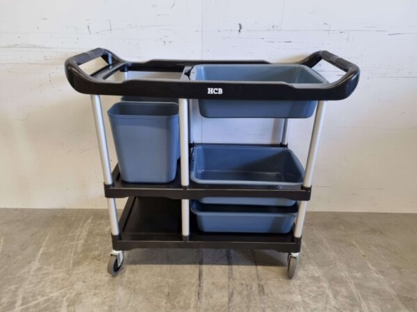 Kunststof afruimwagen afruimtrolley 3 lagen met 5 bakken 104 cm Horeca - Afbeelding 5