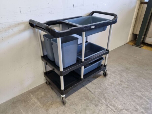 Kunststof afruimwagen afruimtrolley 3 lagen met 5 bakken 104 cm Horeca - Afbeelding 7