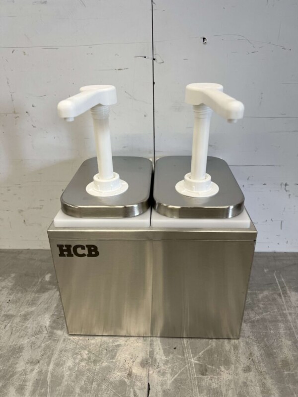 HCB RVS Dubbele Sauzenbar Sauspomp Sausdispenser 2 x 2 liter Horeca