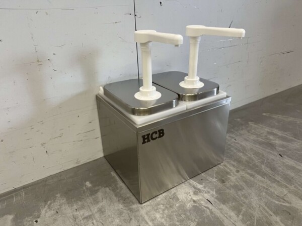 HCB RVS Dubbele Sauzenbar Sauspomp Sausdispenser 2 x 2 liter Horeca - Afbeelding 2