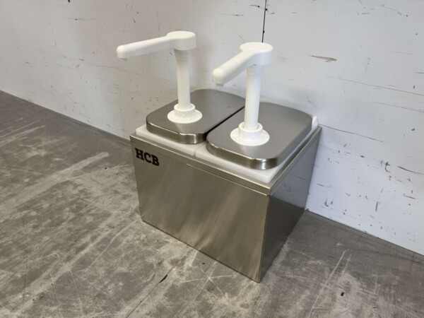 HCB RVS Dubbele Sauzenbar Sauspomp Sausdispenser 2 x 2 liter Horeca - Afbeelding 3