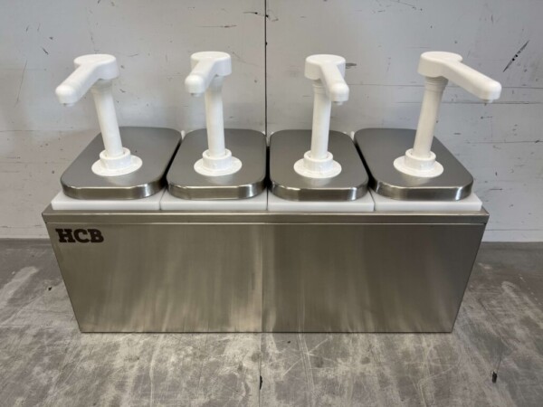 HCB RVS Dubbele Sauzenbar Sauspomp Sausdispenser 4 x 2 liter Horeca